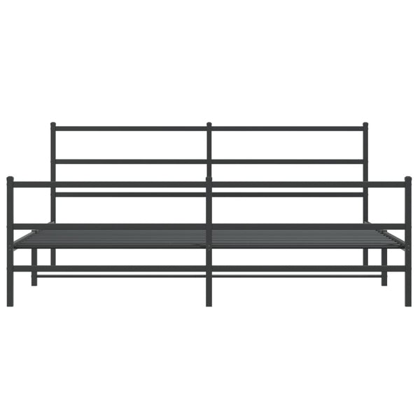 Schwarzes Metallbettgestell mit Kopfteil Mincu 193x203cm