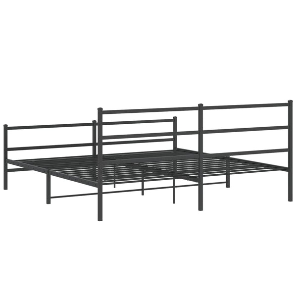 Schwarzes Metallbettgestell mit Kopfteil Mincu 193x203cm
