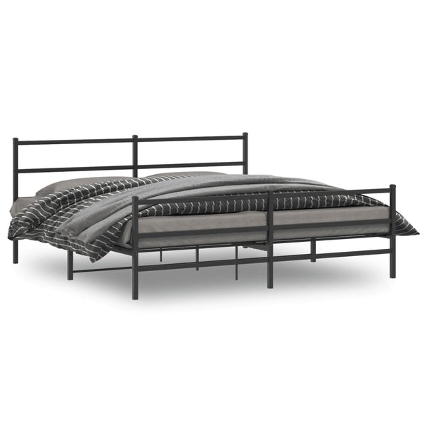 Schwarzes Metallbettgestell mit Kopfteil Mincu 193x203cm