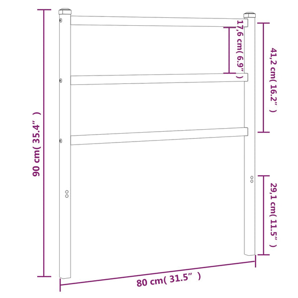Valkoinen metallinen sängynpääty Badite 75cm