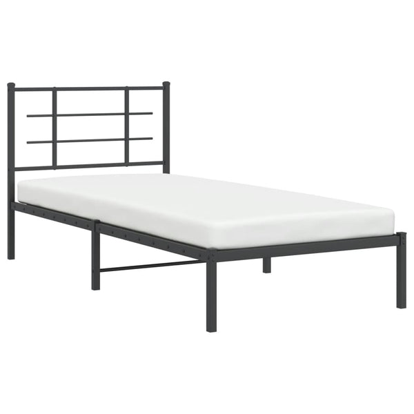 Schwarzes Metallbettgestell mit Kopfteil Lucuta 90x190cm