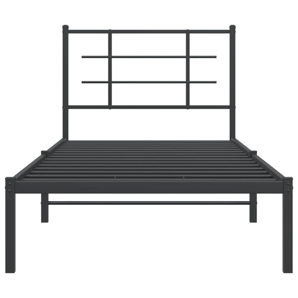 Schwarzes Metallbettgestell mit Kopfteil Lucuta 90x190cm