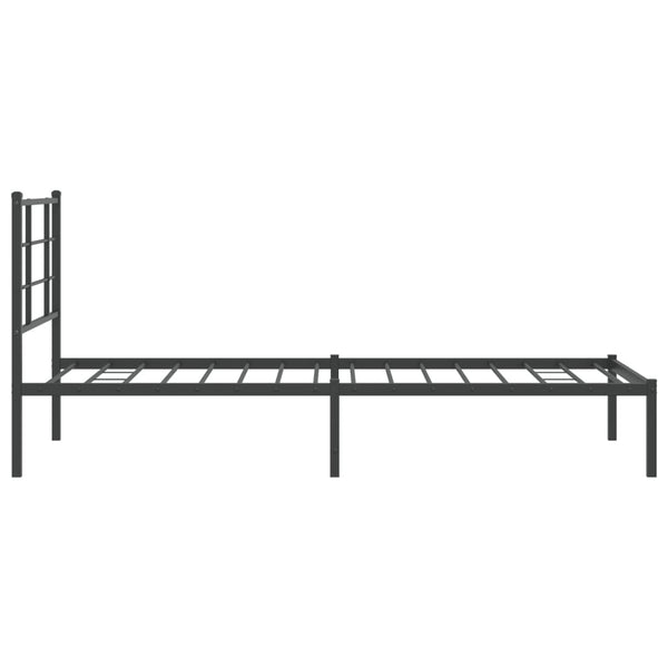 Schwarzes Metallbettgestell mit Kopfteil Lucuta 90x190cm