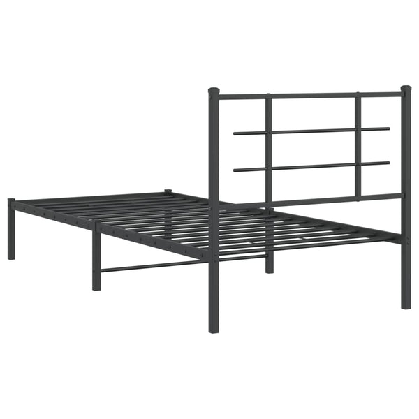 Schwarzes Metallbettgestell mit Kopfteil Lucuta 90x190cm
