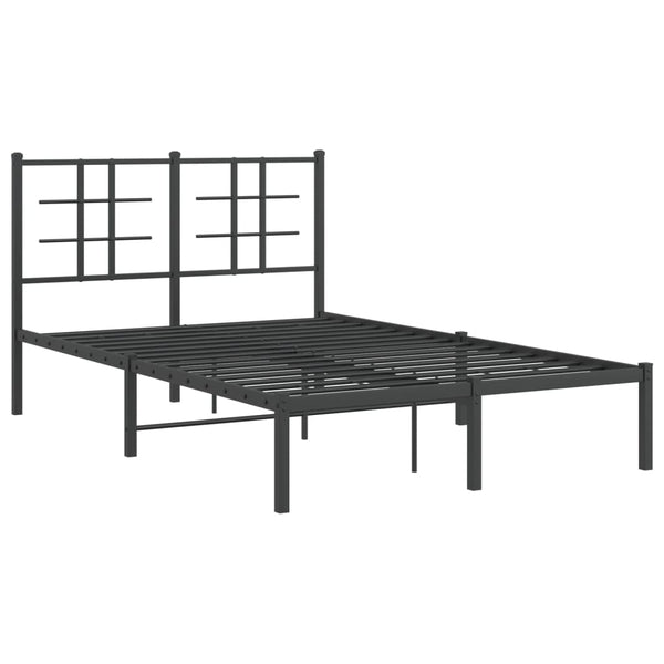 Schwarzes Metallbettgestell mit Kopfteil Lucuta 120x190cm