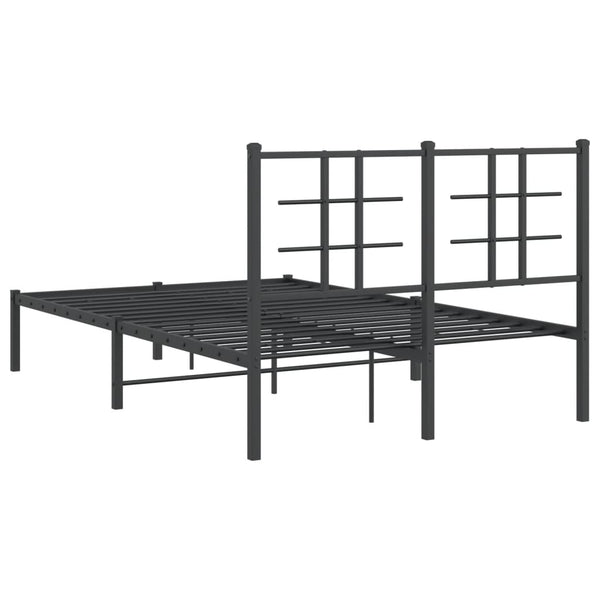 Schwarzes Metallbettgestell mit Kopfteil Lucuta 120x190cm