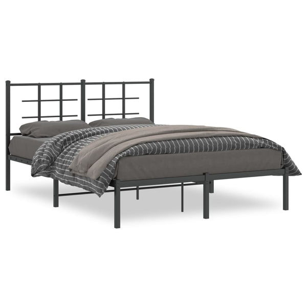 Schwarzes Metallbettgestell mit Kopfteil Lucuta 135x190cm