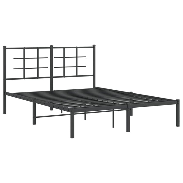 Schwarzes Metallbettgestell mit Kopfteil Lucuta 135x190cm