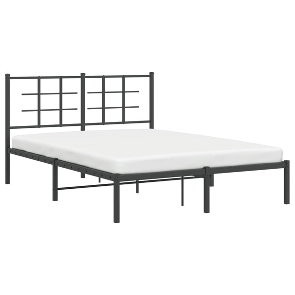 Schwarzes Metallbettgestell mit Kopfteil Lucuta 135x190cm