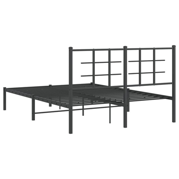 Schwarzes Metallbettgestell mit Kopfteil Lucuta 135x190cm