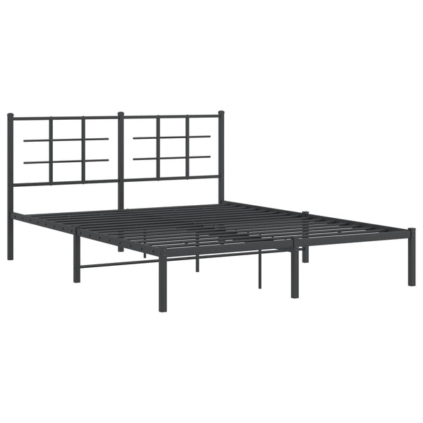 Schwarzes Metallbettgestell mit Kopfteil Lucuta 160x200cm