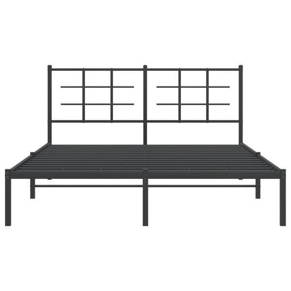 Schwarzes Metallbettgestell mit Kopfteil Lucuta 160x200cm