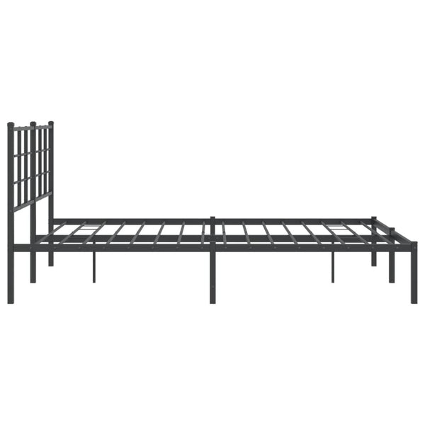 Schwarzes Metallbettgestell mit Kopfteil Lucuta 160x200cm