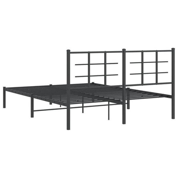 Schwarzes Metallbettgestell mit Kopfteil Lucuta 160x200cm