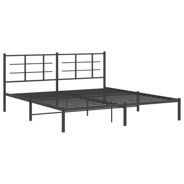 Schwarzes Metallbettgestell mit Kopfteil Lucuta 183x213cm