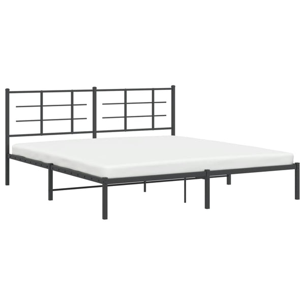 Schwarzes Metallbettgestell mit Kopfteil Lucuta 183x213cm