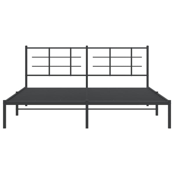 Schwarzes Metallbettgestell mit Kopfteil Lucuta 183x213cm