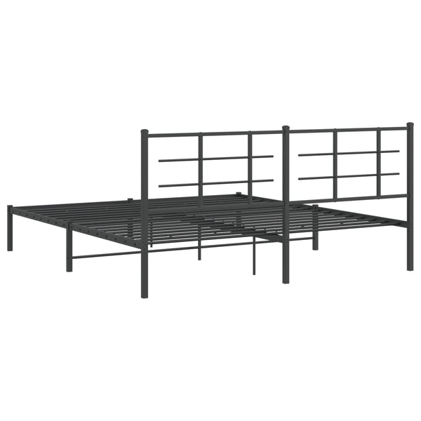 Schwarzes Metallbettgestell mit Kopfteil Lucuta 183x213cm
