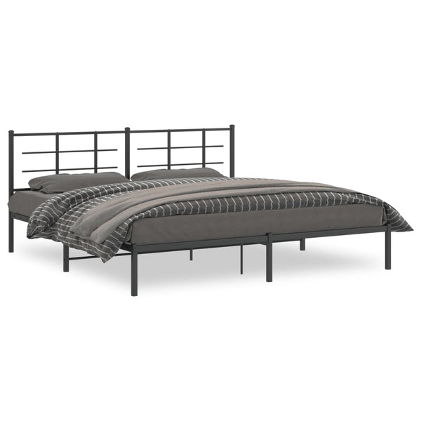 Schwarzer Metallbettrahmen mit Kopfteil Lucuta 193x203cm