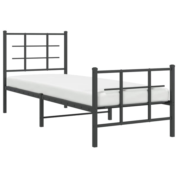 Schwarzes Metallbettgestell mit Kopf- und Fußteil Lucuta 75x190cm