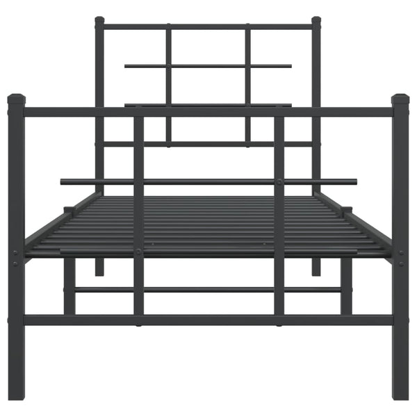 Schwarzes Metallbettgestell mit Kopf- und Fußteil Lucuta 75x190cm