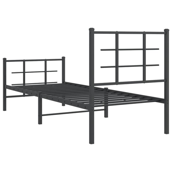 Schwarzes Metallbettgestell mit Kopf- und Fußteil Lucuta 75x190cm