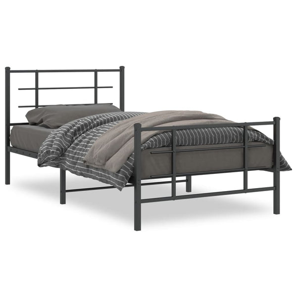 Schwarzes Metallbettgestell mit Kopfteilen Lucuta 107x203cm