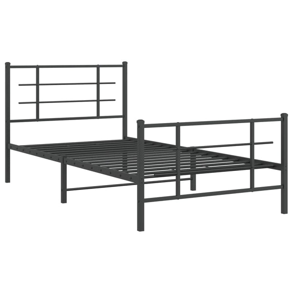Schwarzes Metallbettgestell mit Kopfteilen Lucuta 107x203cm