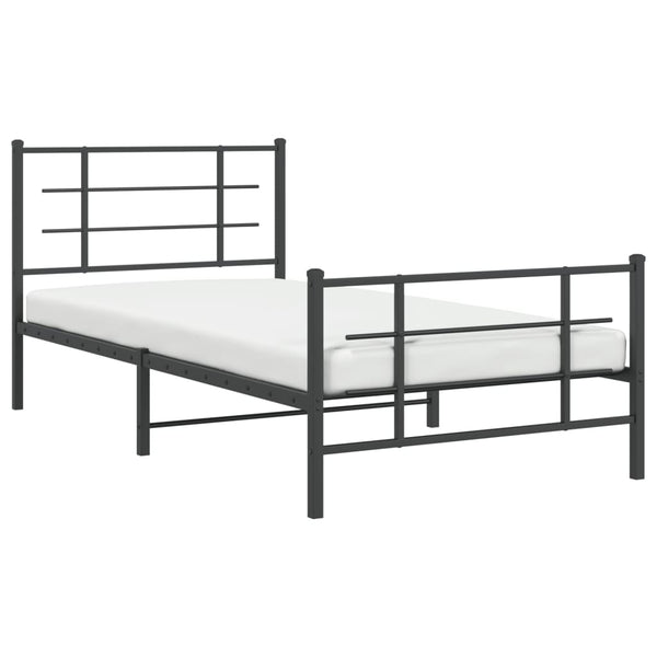 Schwarzes Metallbettgestell mit Kopfteilen Lucuta 107x203cm