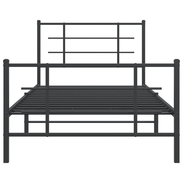 Schwarzes Metallbettgestell mit Kopfteilen Lucuta 107x203cm