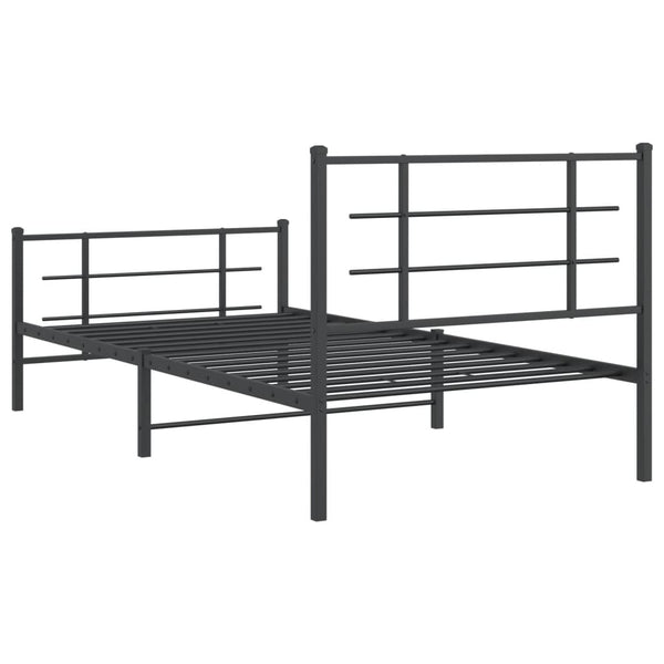 Schwarzes Metallbettgestell mit Kopfteilen Lucuta 107x203cm
