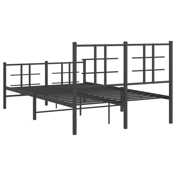 Schwarzes Metallbettgestell mit Kopf- und Fußteil Lucuta 120x190cm