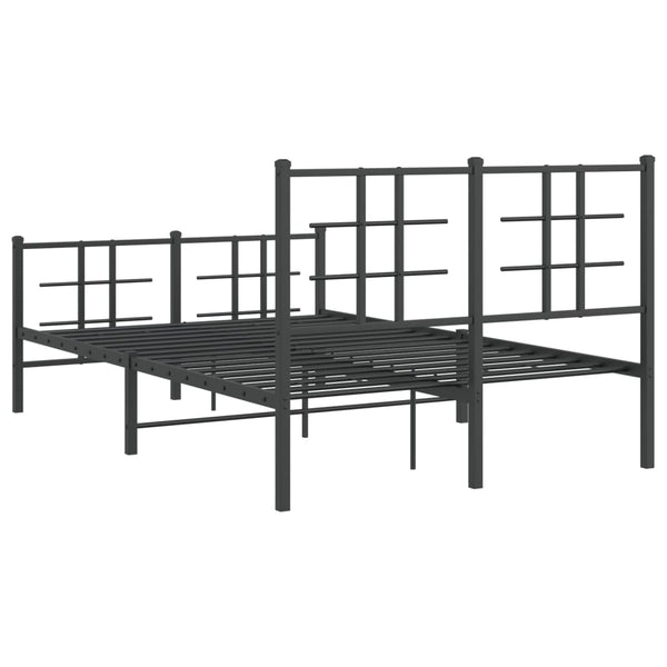 Schwarzes Metallbettgestell mit Kopfteil und Fußteil Lucuta 120x200cm