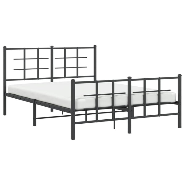 Schwarzer Metallbettrahmen mit Kopfteil und Fußteil Lucuta 135x190cm