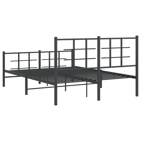 Schwarzer Metallbettrahmen mit Kopfteil und Fußteil Lucuta 135x190cm