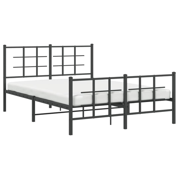 Schwarzes Metallbettgestell mit Kopfteil und Fußteil Lucuta 140x190cm