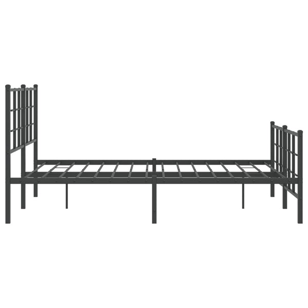 Schwarzes Metallbettgestell mit Kopfteil und Fußteil Lucuta 140x190cm