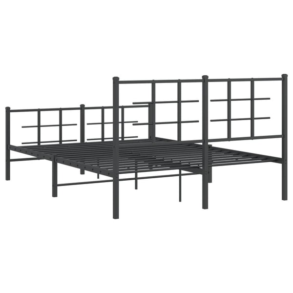 Schwarzes Metallbettgestell mit Kopfteil und Fußteil Lucuta 140x190cm