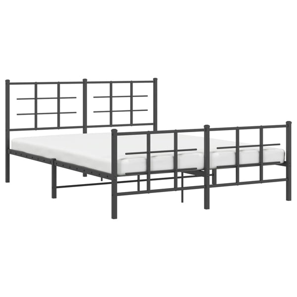 Schwarzes Metallbettgestell mit Kopfteilen Lucuta 150x200cm