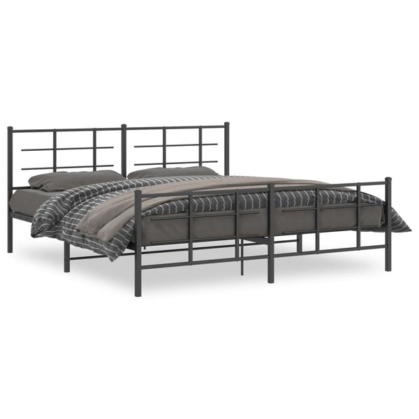 Schwarzes Metallbettgestell mit Kopfteilen Lucuta 183x213cm