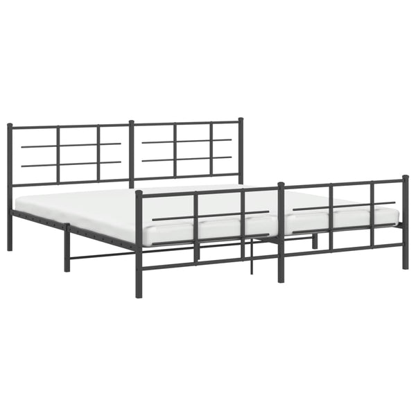 Schwarzes Metallbettgestell mit Kopfteilen Lucuta 183x213cm