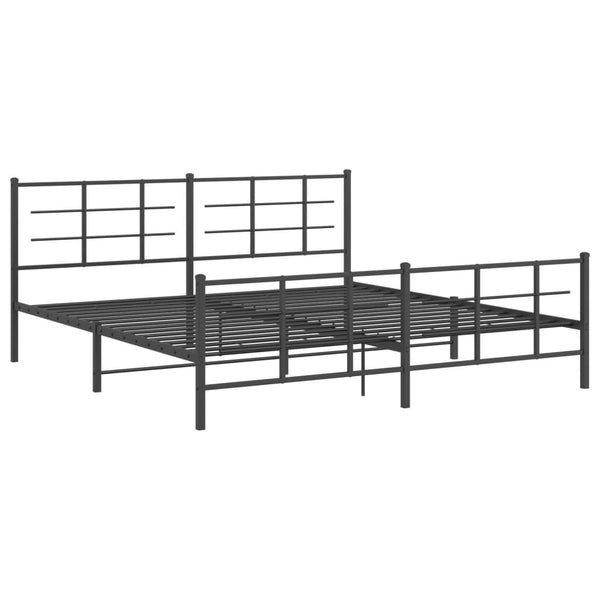 Schwarzes Metallbettgestell mit Kopfteilen Lucuta 193x203cm