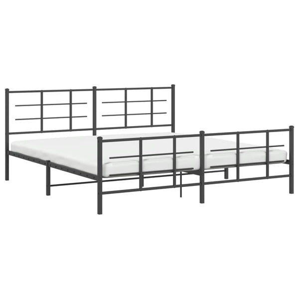 Schwarzes Metallbettgestell mit Kopfteilen Lucuta 193x203cm