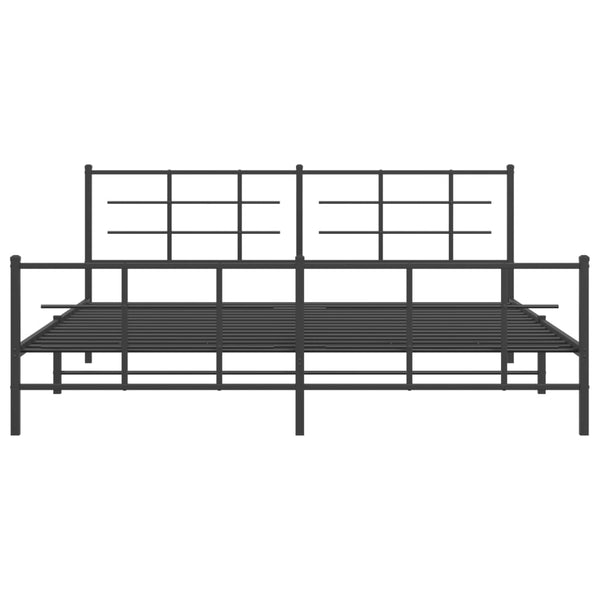 Schwarzes Metallbettgestell mit Kopfteilen Lucuta 193x203cm