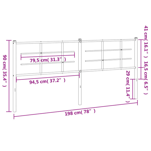 Schwarzes Metallbettkopfteil Stoeana 193cm