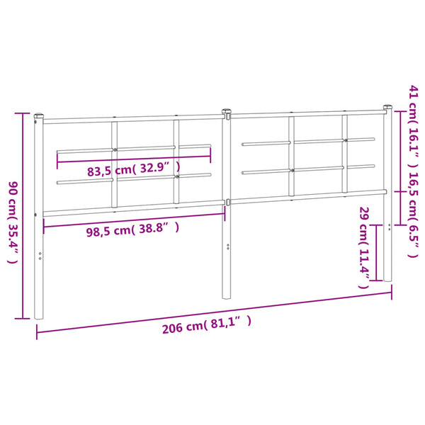 Musta metallinen sängynpääty Stoeana 200cm
