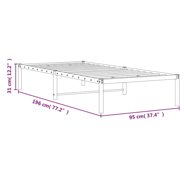 Schwarzes Metallbettgestell Zebulon 90x190cm