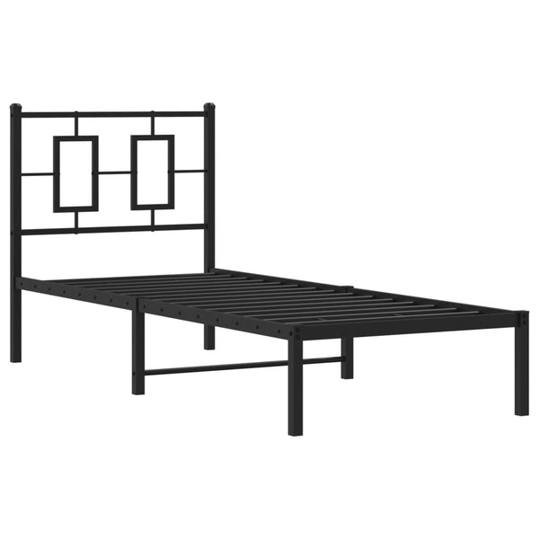 Schwarzes Metallbettgestell mit Kopfteil Albatros 75x190cm