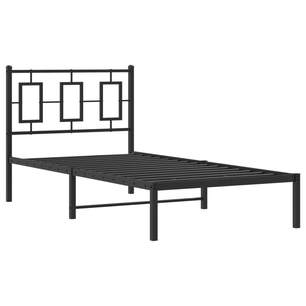 Musta metallinen sängynrunko päädyllä Albatros 90x200cm