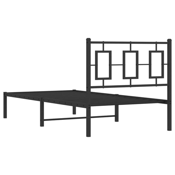 Musta metallinen sängynrunko päädyllä Albatros 90x200cm